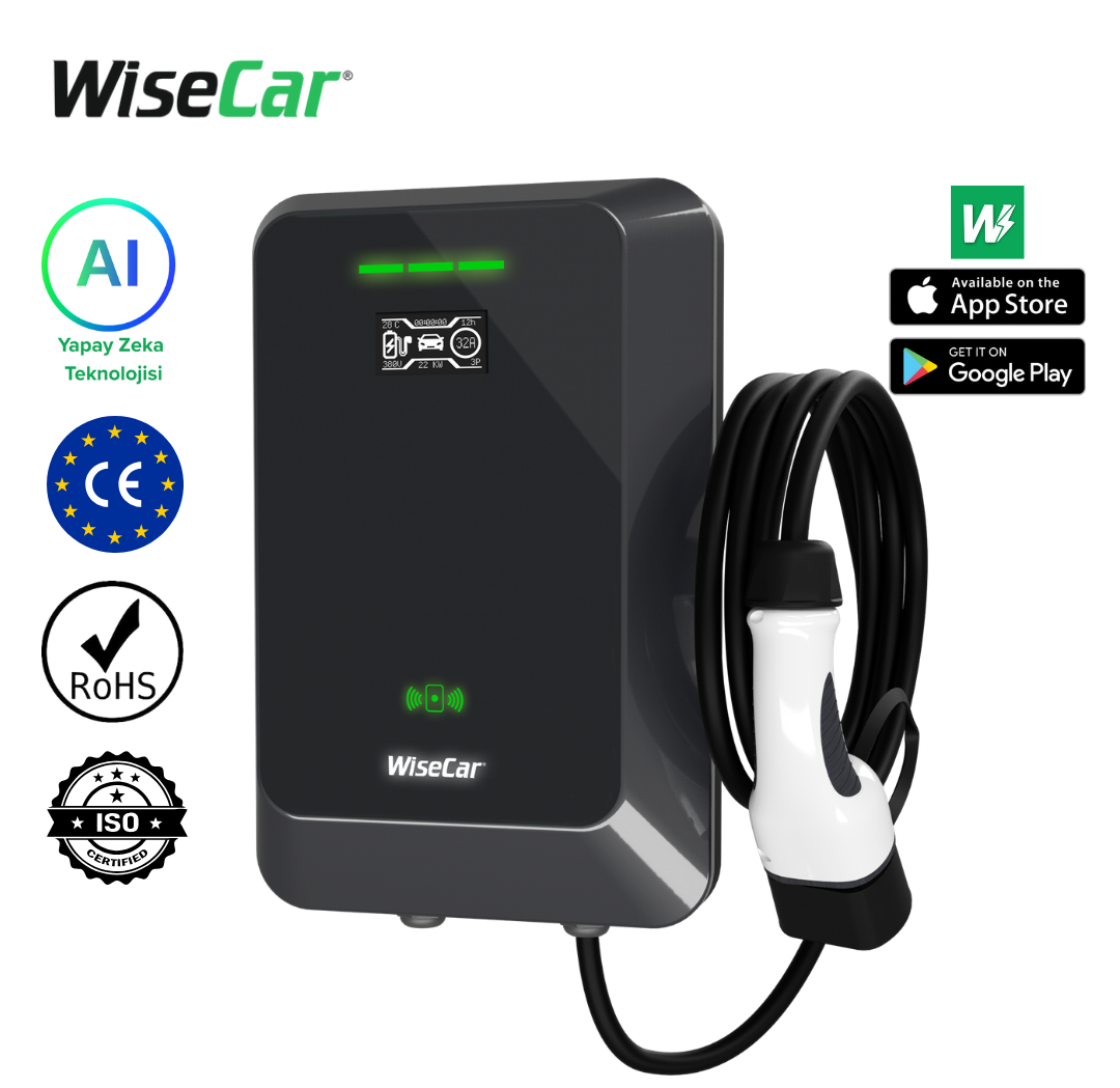 WiseCar WTA 22kW 智能电动汽车充电器 – 正面视图
