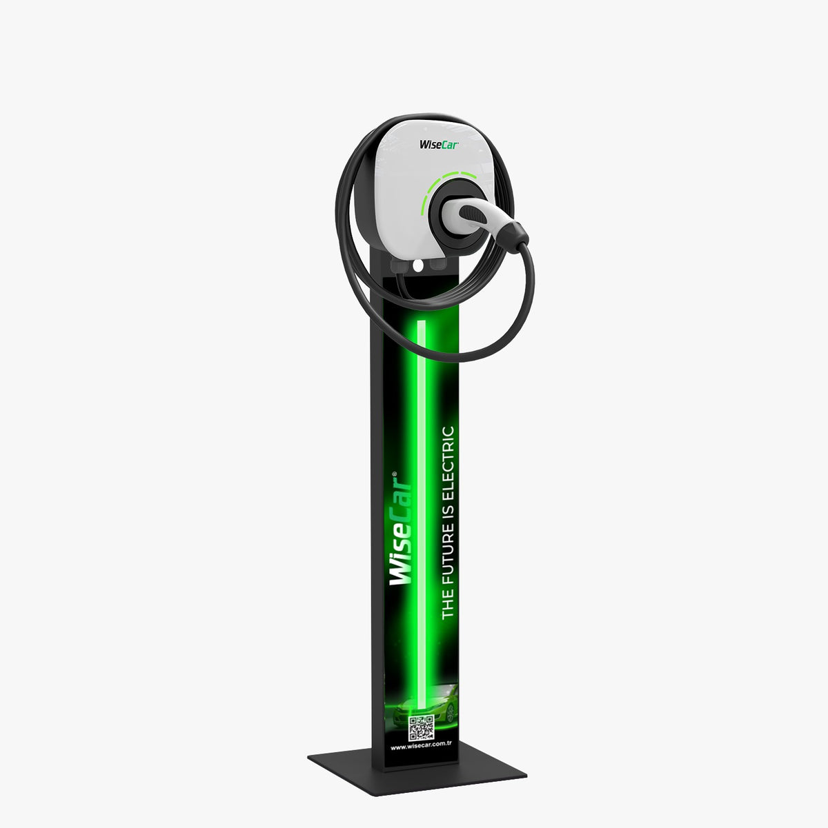 WiseCar WTL Pedestal – AI-Powered Smart Electric Vehicle Charger | 22 kW | Mobile App & WiseCar AI