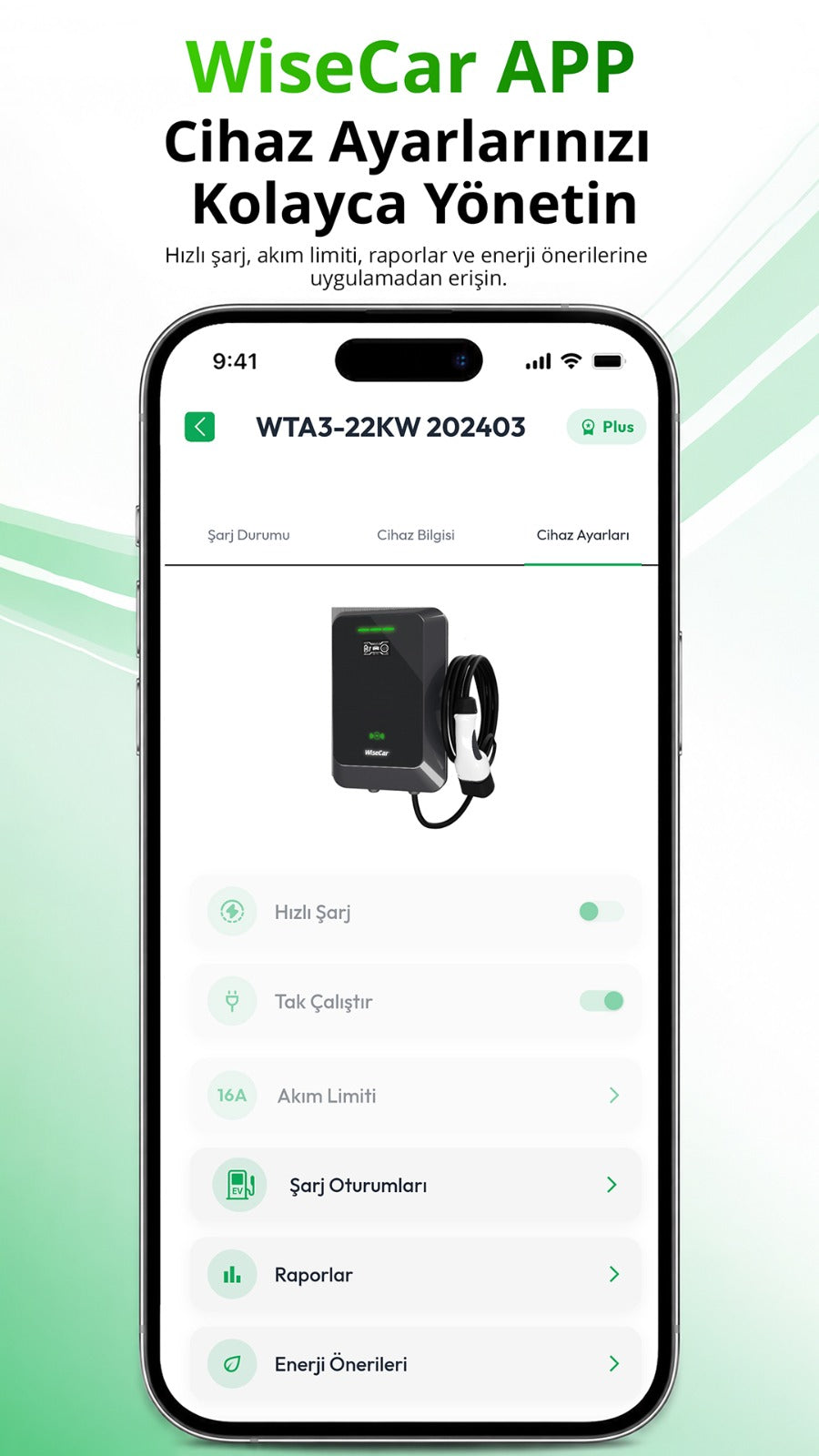 WiseCar WTL – AI-Powered Smart Electric Vehicle Charger | 22 kW | Mobile App &amp; WiseCar AI