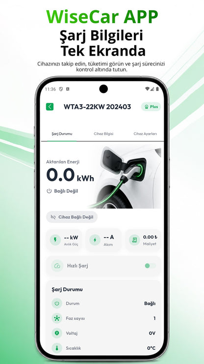 WiseCar WTL – AI-Powered Smart Electric Vehicle Charger | 22 kW | Mobile App &amp; WiseCar AI