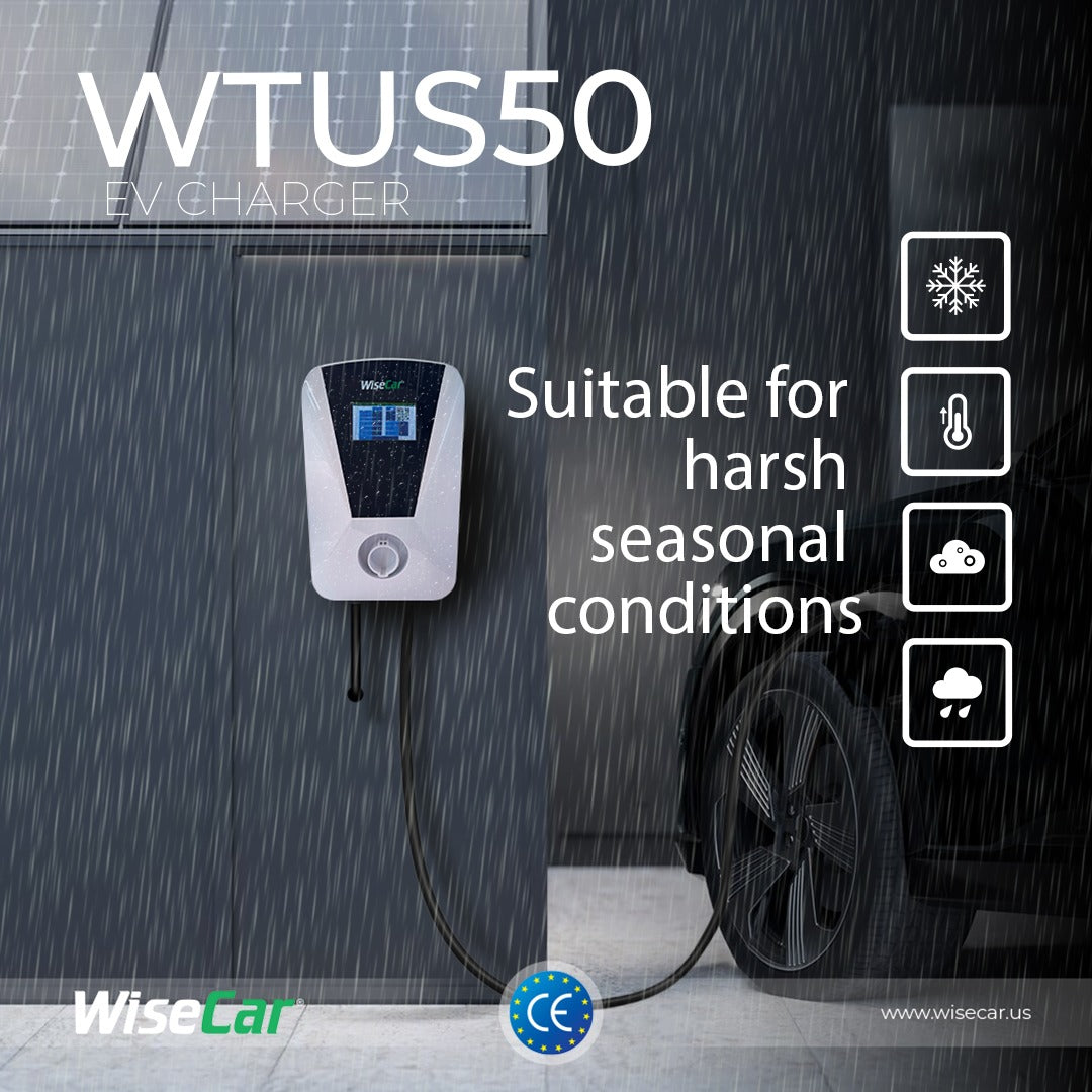 WiseCar Wallbox WTUS 50 A 12 kW 电动汽车充电器 Wi-Fi + Bluetooth + 手机应用 + 5 m 充电线 WiseCar