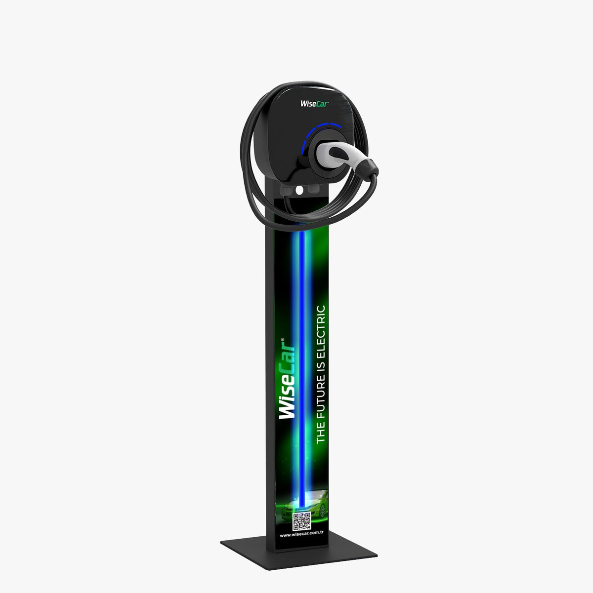 WiseCar WTL Pedestal – AI-Powered Smart Electric Vehicle Charger | 22 kW | Mobile App & WiseCar AI