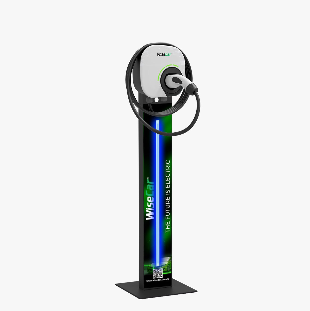 WiseCar WTL Pedestal – AI-Powered Smart Electric Vehicle Charger | 22 kW | Mobile App & WiseCar AI
