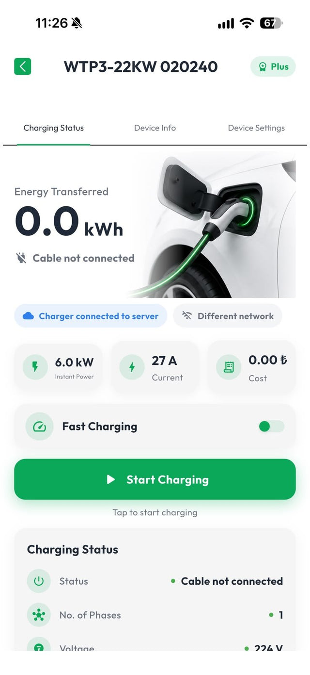 Charging status screen